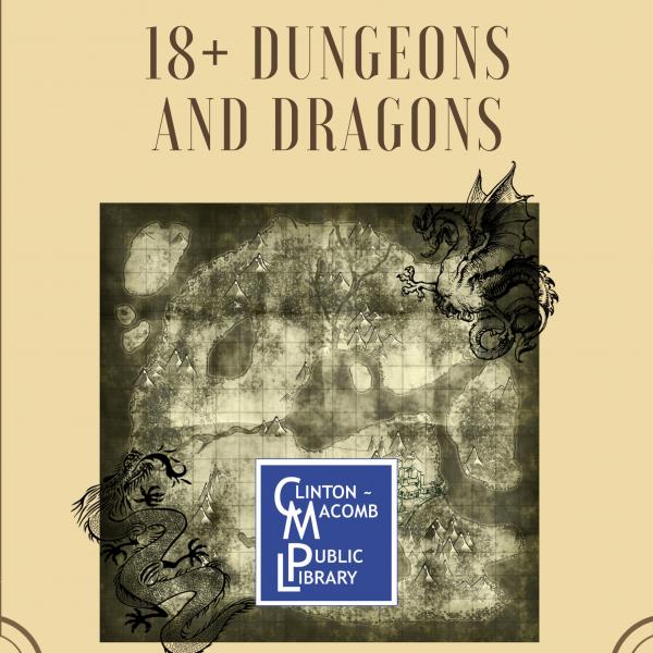 Image of map and text 18+ Dungeons and Dragons