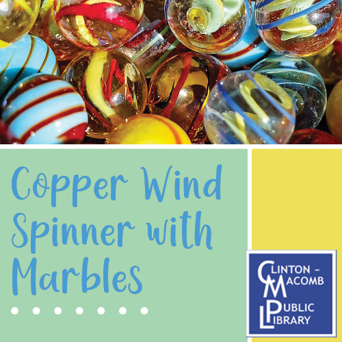 photo of marbles with text that says copper wind spinner with marbles