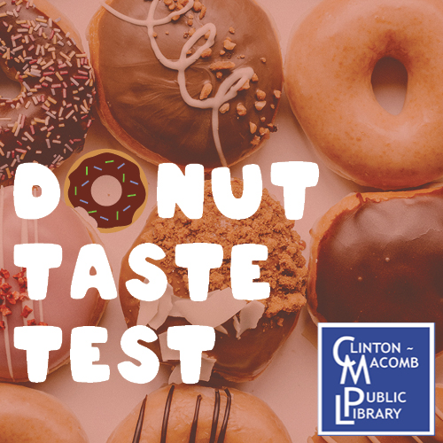 photo of donuts with text that says donut taste test with graphic donut as the "o"
